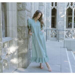 LILLOU | The Dream Collection Sage Green Maxi Dress Romantic Cottagecore Large